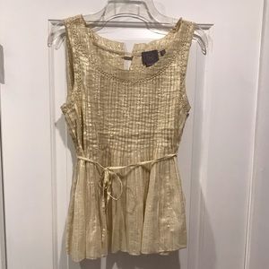Vanessa Virginia (Anthropologie) gold shimmer sleeveless top, size 8 NWT